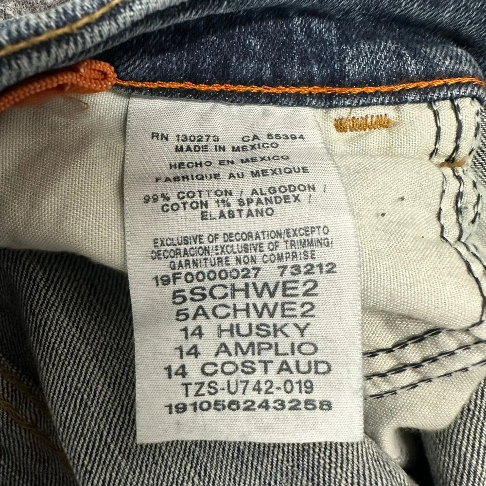 Wrangler Jeans Boys Size 14 Husky Blue Straight Fit Five Star Flex Denim New